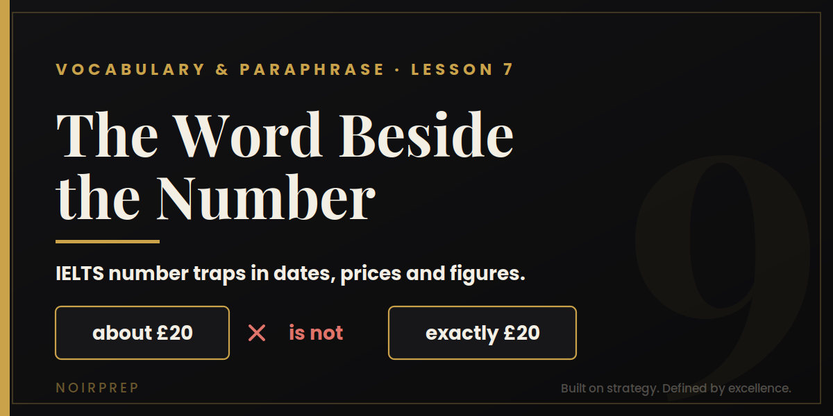 IELTS number traps shown as about £20 is not exactly £20